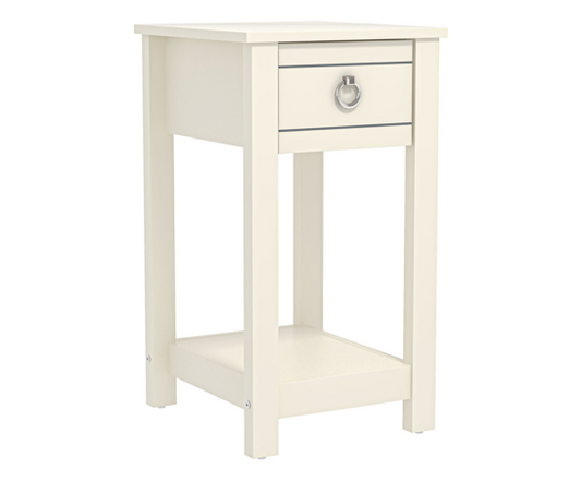 Clover 1 Drawer Bedside Table- Ivory