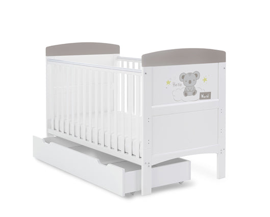 Koala Grey Cot Bed & Under Drawer