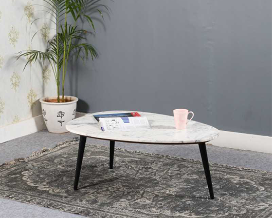 Olin Coffee Table With White Marble Top & Metal Legs