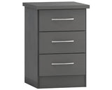 NEVADA 3 DRAWER BEDSIDE - 3D EFFECT GREY