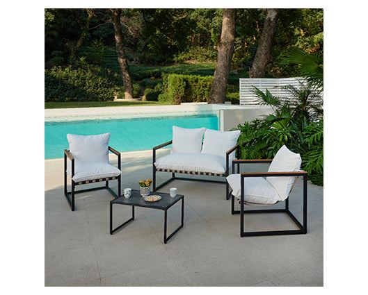 Marbella Black4 PCLounge Set Polywood able, Ivory Cshn+Cover