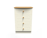 Warwick 4 Drawer Midi Chest - Cream Ash with Modern Oak Top