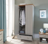 Kinsley 2 Door 1 Drawer Wardrobe-Grey