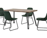QUEBEC WAVE & LUKAS DINING SET (X4 CHAIRS) - MEDIUM OAK EFFECT/EMERALD GREEN VELVET