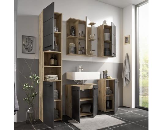 Vista Tall Cabinet Viking Oak & Black