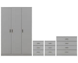 DAKOTA 3 DOOR WARDROBE BEDROOM SET - LIGHT GREY