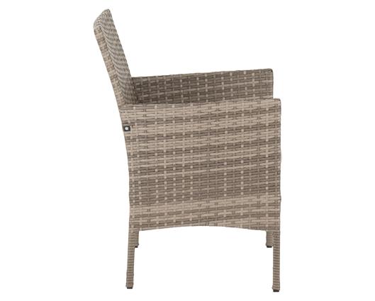 Willow 3Pc Garden Set - Grey Rattan/Grey Fabric/Black Glass