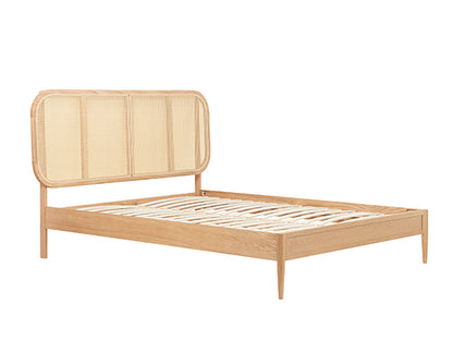 Elina Double Rattan Bed - Oak