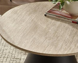 Elgon Coffee and Lamp Table Set Travertine Effect