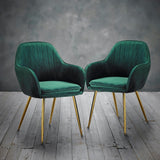 Lonnie Dining Chair Forest Green With Gold Legs ((Pack of 2)