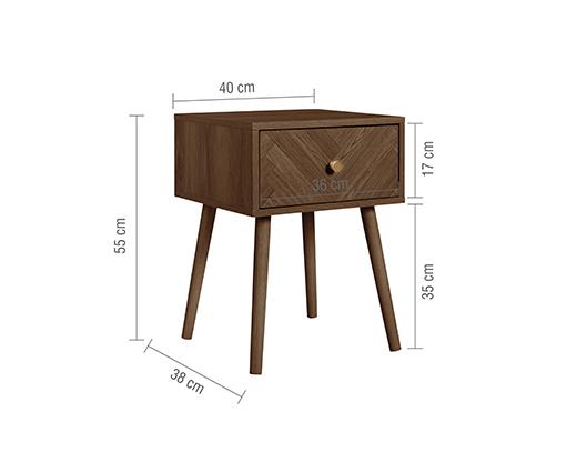 Herringford 1 Drawer Bedside - Walnut