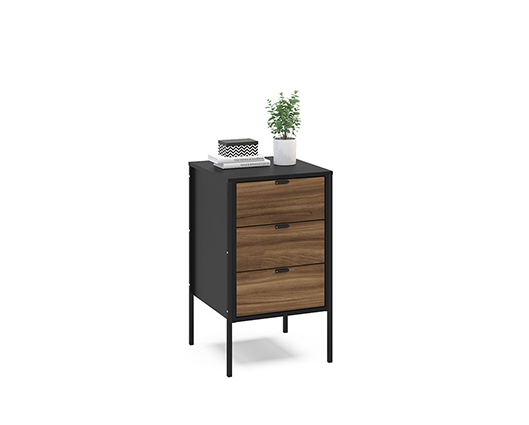 Opus 3 Drawer Storage Unit- Walnut & Black