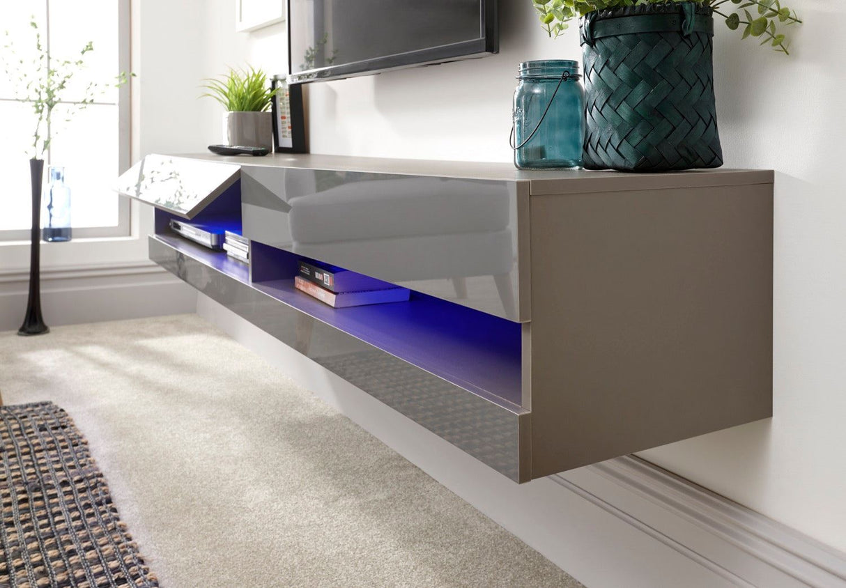 Graze LED 150cm Wall TV Unit-Grey