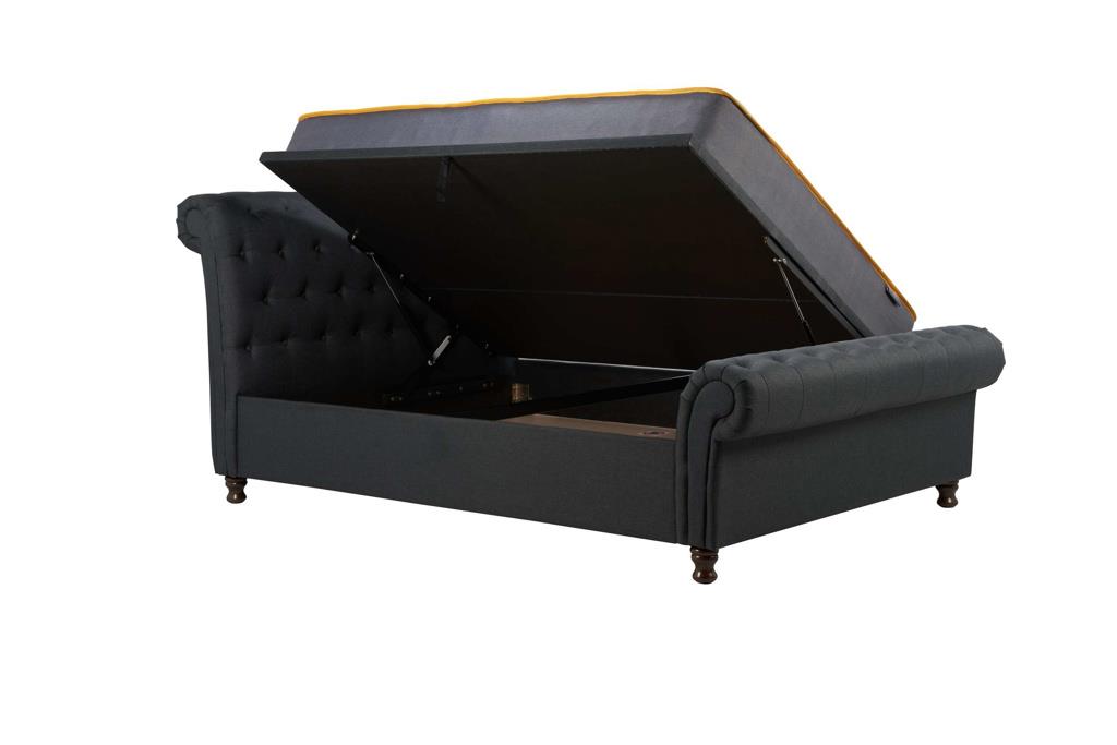 Charlton Side Lift Ottoman King Bed - Charcoal