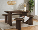 Axel Fluted Dining Bench - Walnut