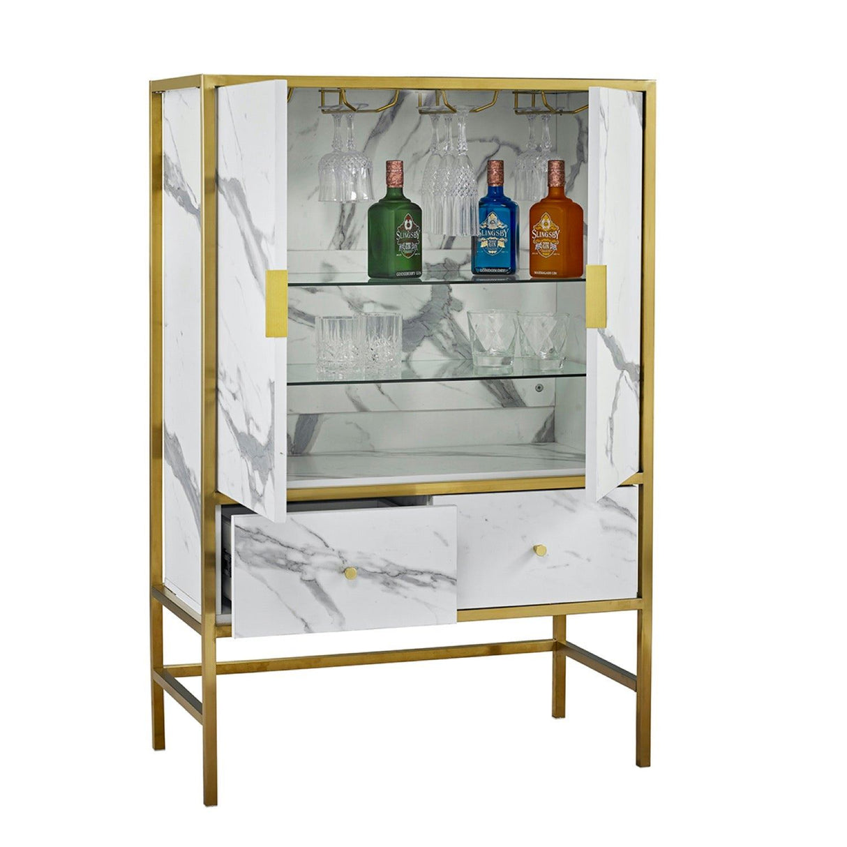 Maleia Drinks Cabinet White