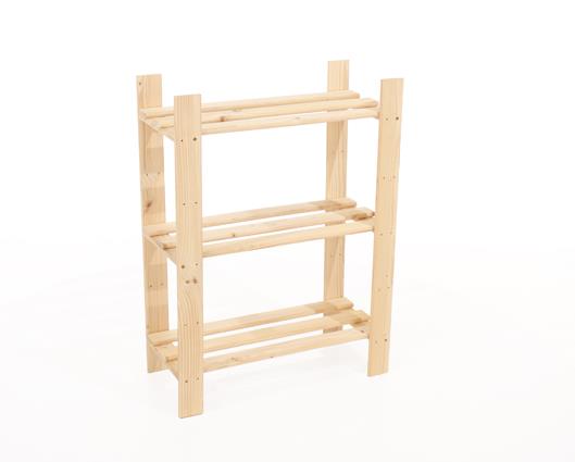 Pine 3 shelf narrow slatted storage unit