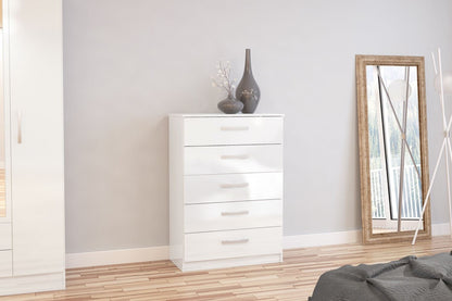Larz 5 Drawer Chest - White