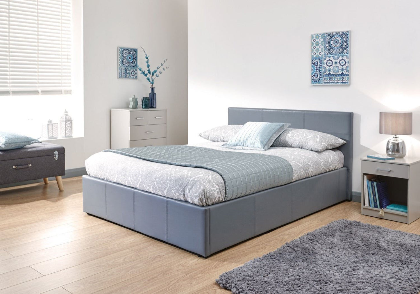 Double End Lift Ottoman Bed - Grey