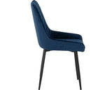 TREVISO & AVERY DINING SET (X4 CHAIRS) - LIGHT OAK EFFECT/SAPPHIRE BLUE VELVET