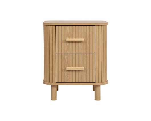 Axel 2 Drawer Fluted Bedside - Oak