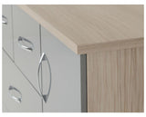 Neptune 5 Drawer Low Wardrobe - Grey Gloss/Light Oak Effect Veneer