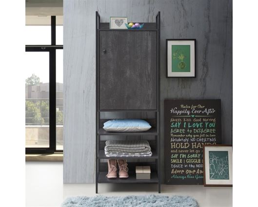 Zulu 3 Piece Bedroom Furniture Set Open Wardrobes-Black