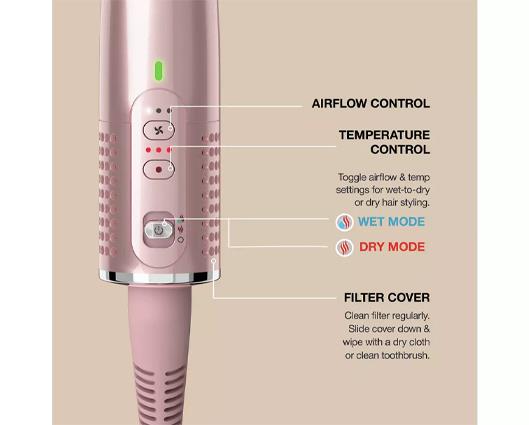 Shark Glossi 2-in-1 Hot Tool and Air Glosser | Hair Styling Brush | Anti-Frizz Hair Styler