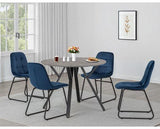 ATHENS ROUND & LUKAS DINING SET (X4 CHAIRS) - CONCRETE/SAPPHIRE BLUE VELVET
