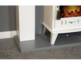 Hugo Fireplace Suite 39inch - White/Grey With Electric Stove - White Enamel