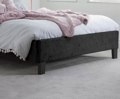 Berlin Small Double Bed - Black Crushed Velvet