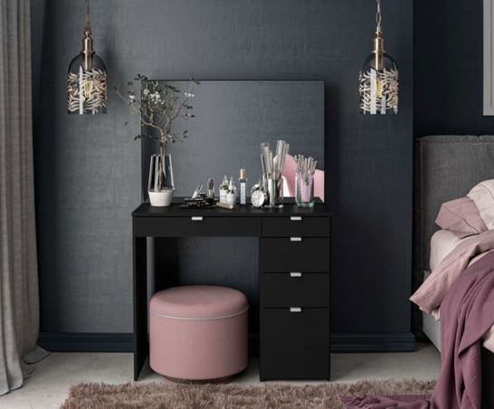 Ayla 5 Drawer Dressing Table- Black