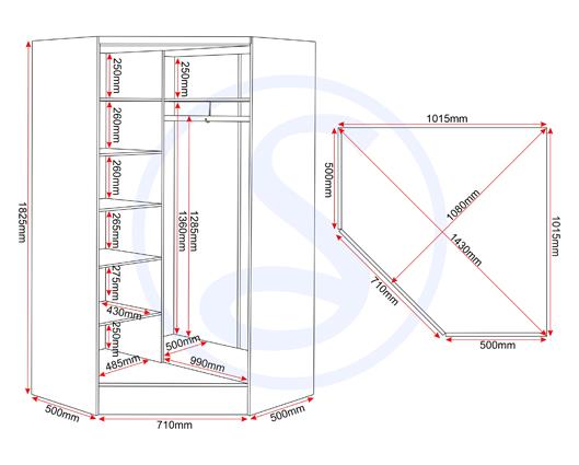 NEVADA 2 DOOR CORNER WARDROBE - WHITE GLOSS