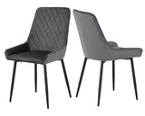 ATHENS RECT & AVERY DINING SET (X4 CHAIRS) - MEDIUM OAK EFFECT/GREY VELVET