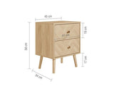 Herringford 2 Drawer Bedside Oak