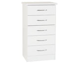 Neptune 5 Drawer Narrow Chest - White Gloss