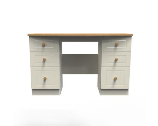 Warwick Kneehole - Cream Ash with Modern Oak Top
