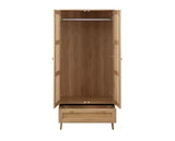 Croxley 2 Door 1 Drawer Rattan Wardrobe- Oak