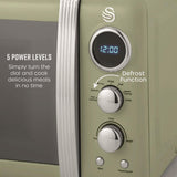 Swan Retro 800W 20L Digital Microwave Green
