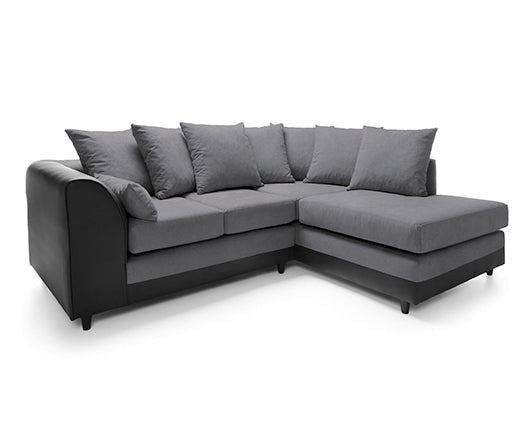 Dan Right Hand Facing Corner Sofa - Black & Charcoal