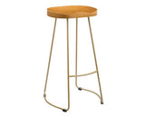 Boxer Pine Wood Seat Gold Effect Leg Bar Stool