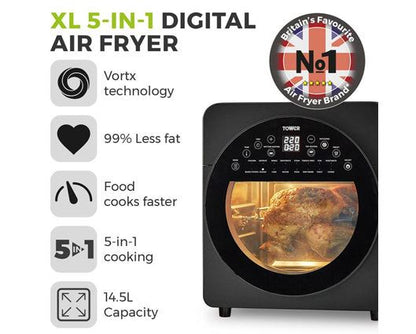 Tower Vortex XL 14.5 5-in-1 Digital Air Fryer with Free Precision 4 Piece Gadget Set