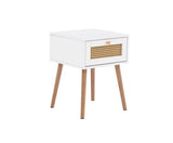 Catalina 1 Drawer Rattan Bedside- White