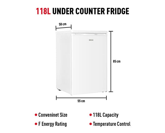 Haden HR111W 55cm Under Counter Fridge with Icebox