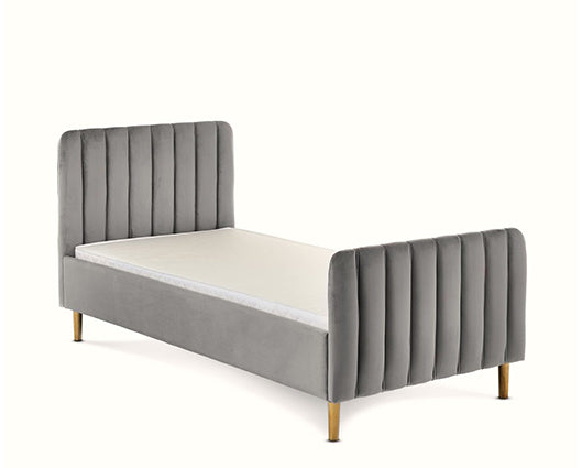 Gwen Velvet Single Bed - Grey