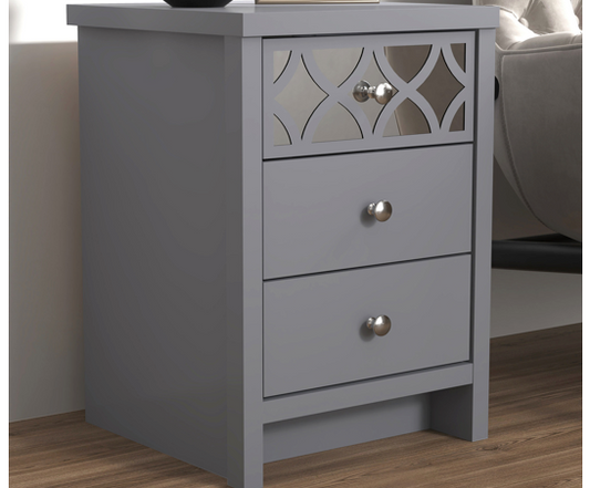 Arlo 3 Drawer Bedside Table- Cool Grey