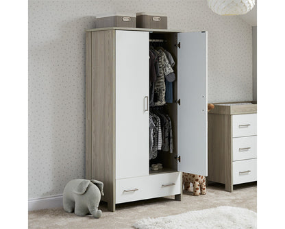 Nina Double Wardrobe - Grey Wash & White