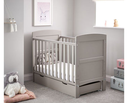 Grady Mini Cot Bed, Under Drawer + Fibre Mattress - Warm Grey