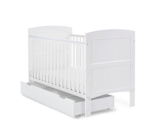 Grady Cot Bed & Under Drawer - White