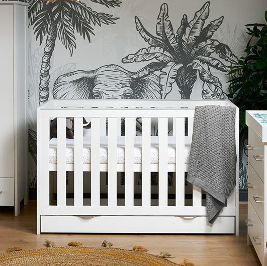 Nina Cot Bed & Under Drawer - White Wash